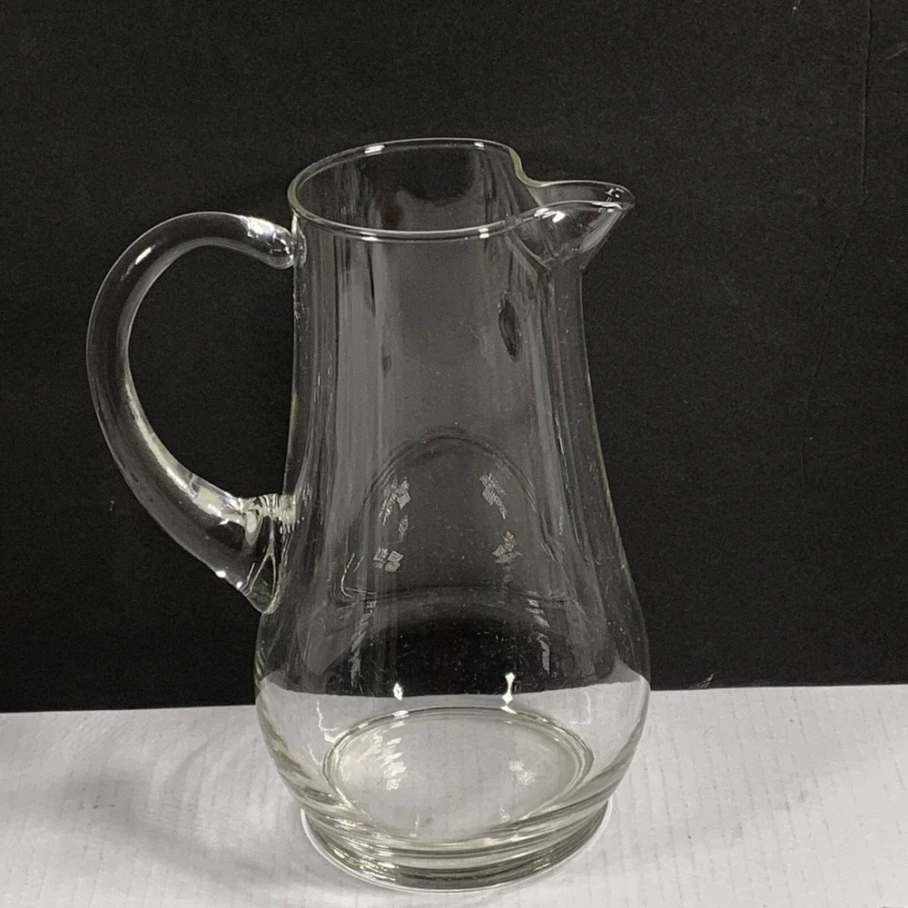 Clear Glass Pitcher Handle Spout Water Beverage Serving Jug Bar 80 Oz. 10